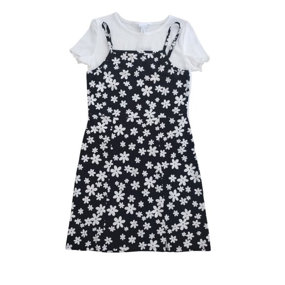 art class. Girls black and white floral print dress and white shirt sleeve. NWT - Picture 2 of 10